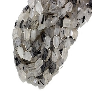 14" Long 1 Strand Natural Black Rutile Gemstone Faceted Nuggets Shape Beads For Jewelry Making Wholesale