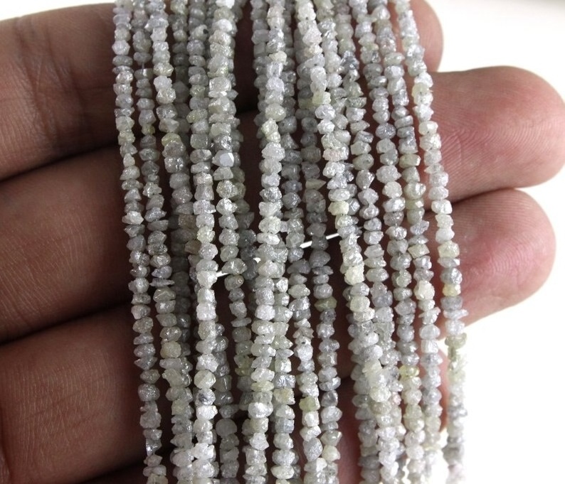 Natural White Diamond Gemstone Uncut Chips Rough 1 Strand Genuine Beautiful Making Jewelry Beads  Wholesale Manufacturer Genuine