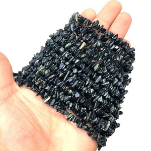 Beautiful 16 Inch Long Natural Black jade Gemstone Uncut Chips Beads Wholesale Natural Black for Jewelry Making