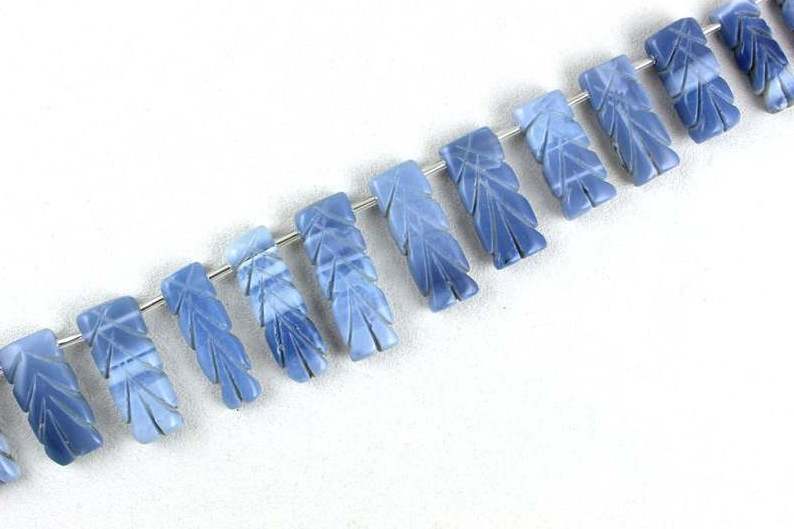 Top Quality Beautiful 19 Pieces Strand Natural Bolder Opal Gemstone Rectangle Shape Carving Cutting Beads Wholesale