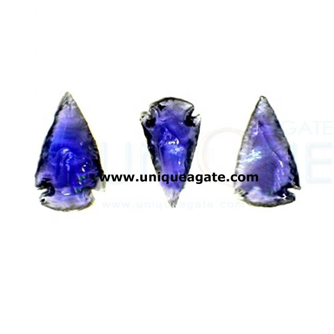 Purple Color Glass Arrowheads Natural Healing Stone for Meditation & Positive Energy Gemstone