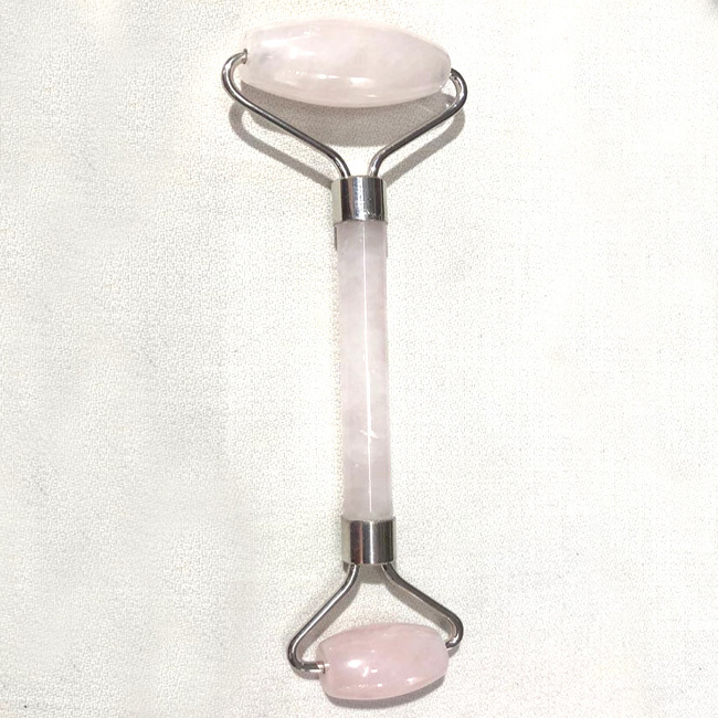 Natural Rose Quartz Handheld Gemstone Massage Roller Crystal For Reiki Healing And Crystal Healing Stone