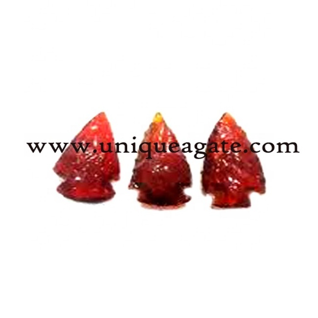 Red Color Glass Arrowheads Wholesale Crystal Healing Engraved Usui Reiki Symbols Gemstone Positive Energy Gemstone