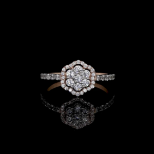 Flower Design Cluster In Round Cut Diamond 0.65ct Lab Grown Diamond 18kt Rose Gold Ring Wholesale