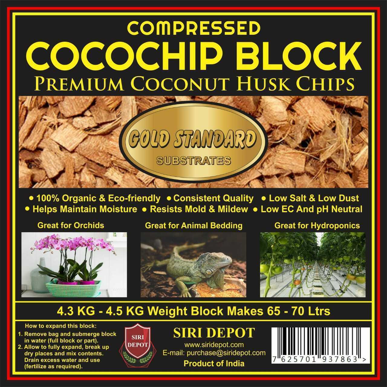 Best Offers Coco Husk Chips Hydroponics Block Makes 65L To 70L For Pet Bed Uses At Lowest Prices By Exporters