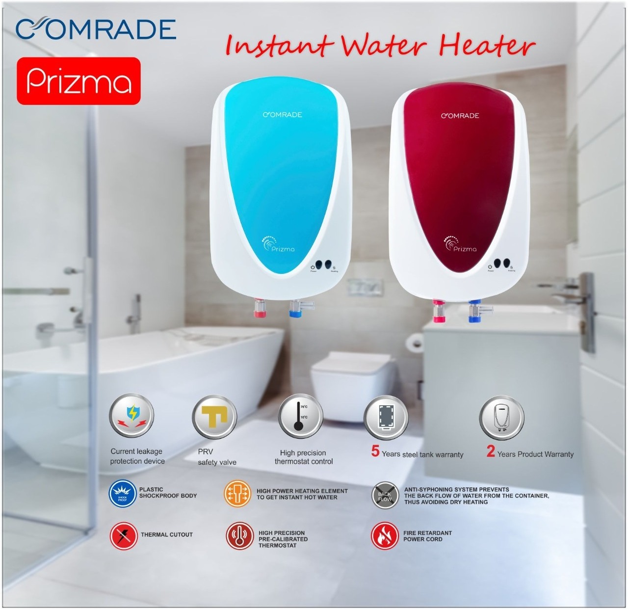 Hot cooling Mini instant 3.5KW 230V shower and kitchen water heater shower electric geyser water heater