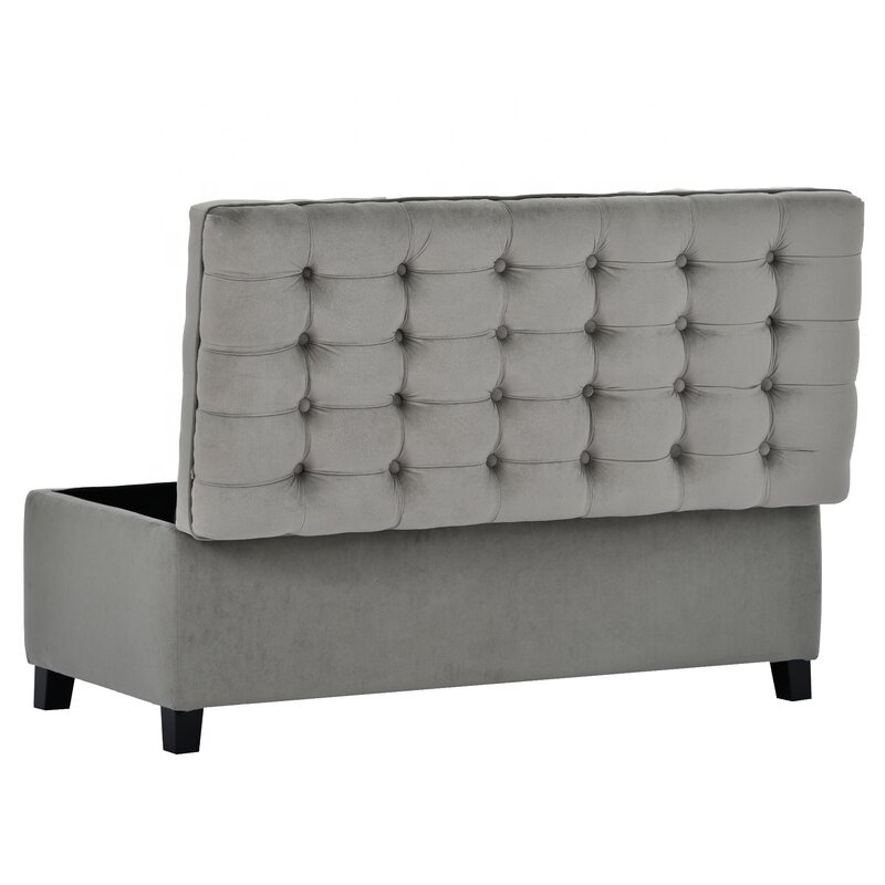 New Latest Modern Classic Design Pure Leather Top Storage Bench with Button Trunk