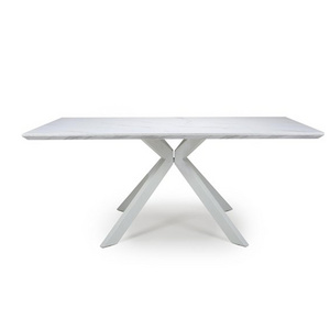 New Classic Luxury Modern Design Large Extending Dining Table In Marble Top Metal Leg