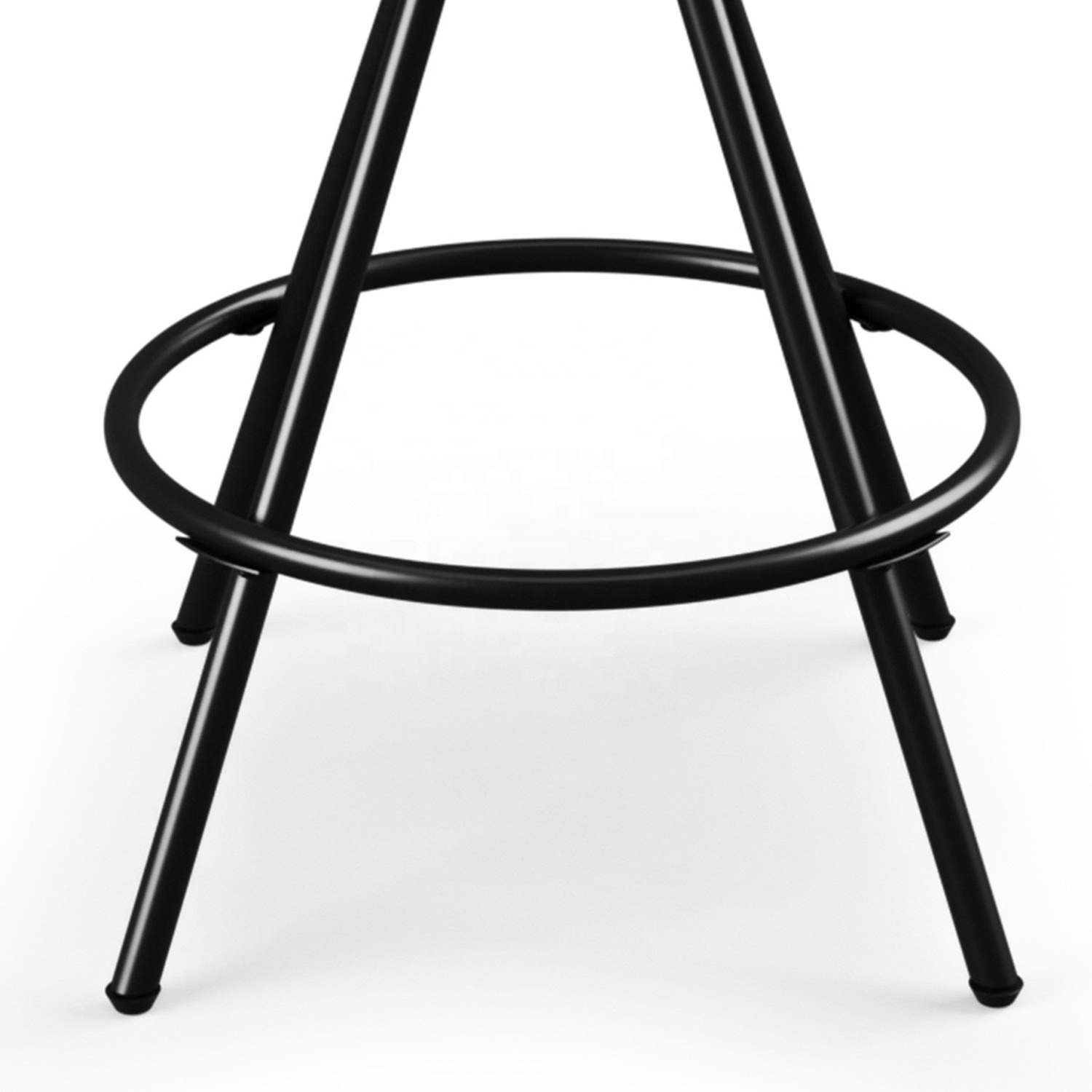 Unique hourglass shaped bar stool with round natural wood seat and footrest bar stool for restaurant pub and cafe