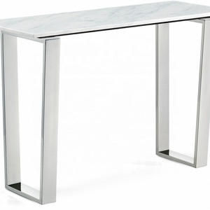 Best Modern New Design White Marble Carlton Chrome Stainless Steel Console Table