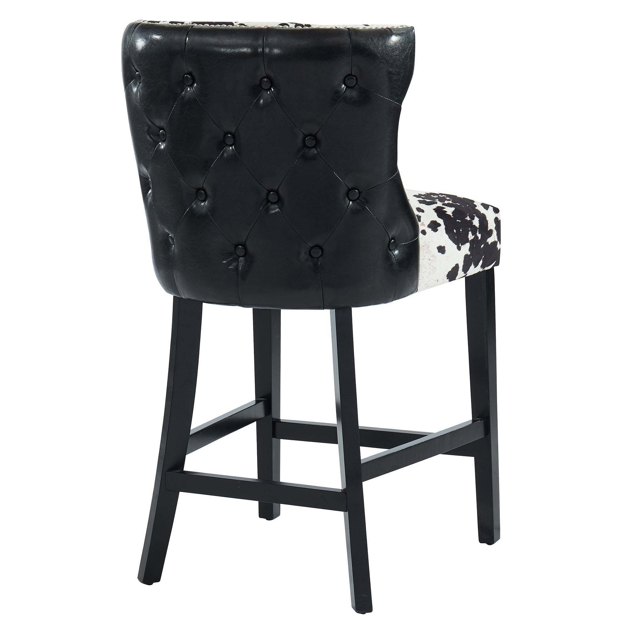 Black and White Cowhide Hair on Hide Leather Dining Arm Chair