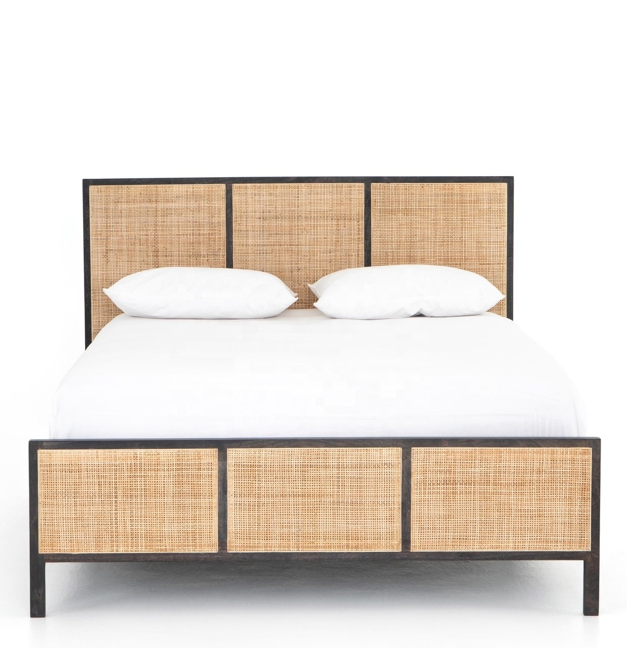 2022 New Latest Design 100% Pure Mango Wooden Bed with Can Fitting Brown Color