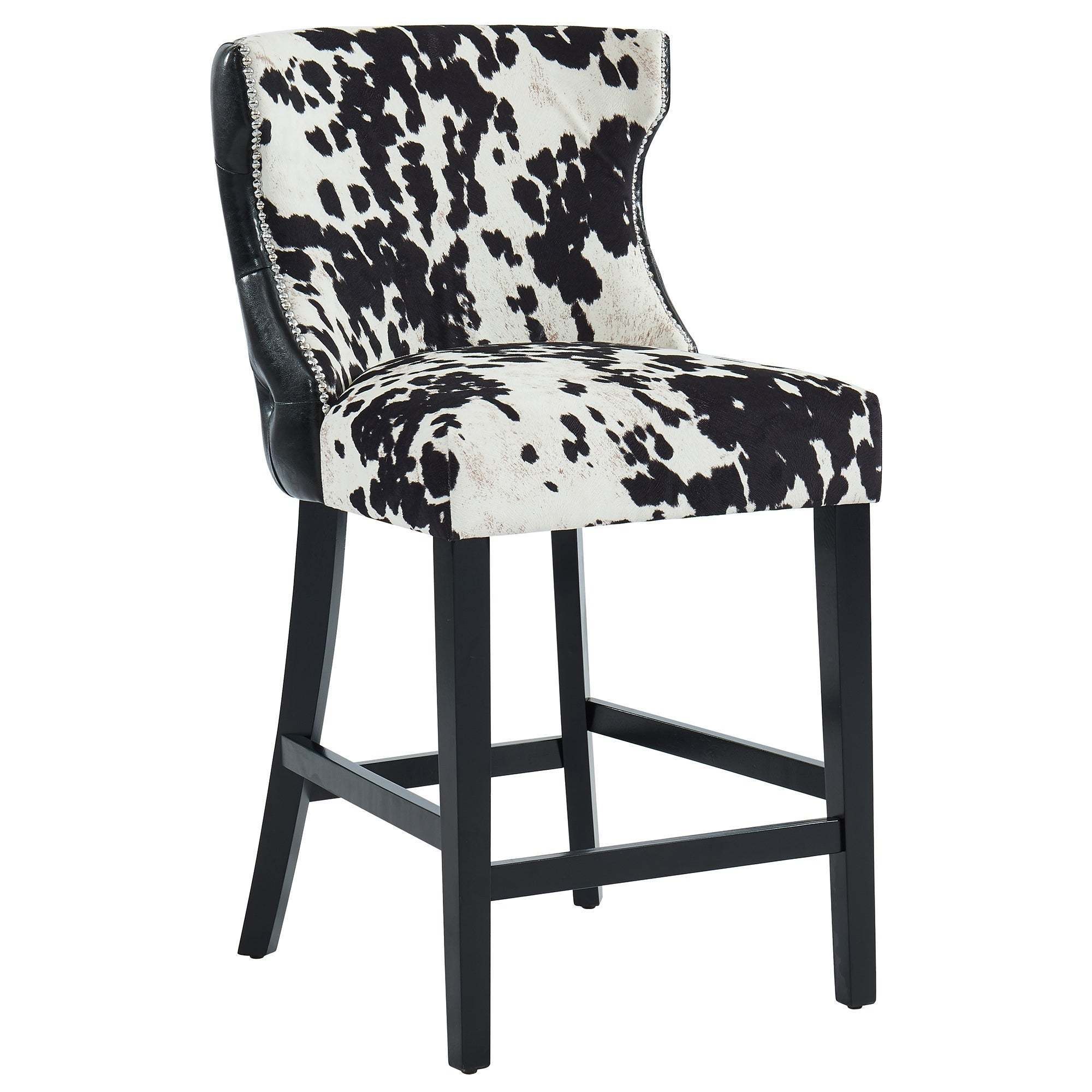 Black and White Cowhide Hair on Hide Leather Dining Arm Chair