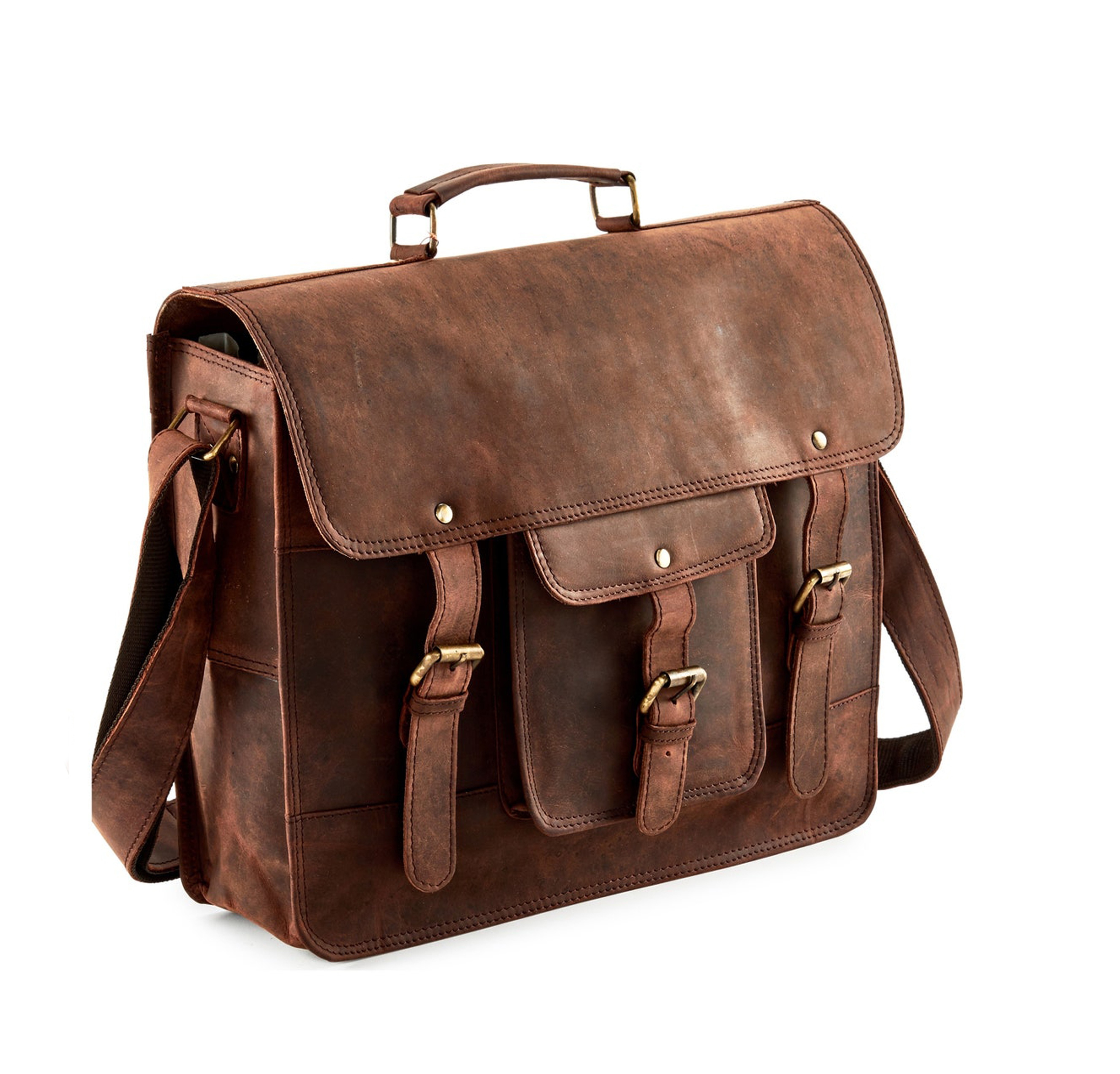 High Quality Pure leather Mans messenger bag Briefcase Satchel Tablet  Next Book computer Laptop and Document Bag