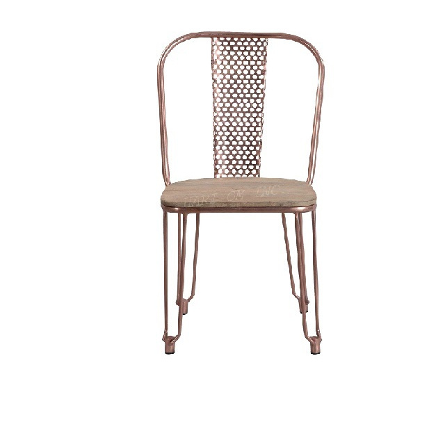 GATSBY INDUSTRIAL NET IRON CHAIR WITH WOODEN TOP