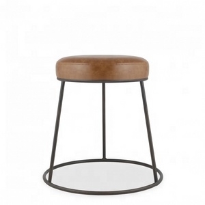 Industrial design bar stools 360 degree height adjustable soft leather round seat and iron metal bar stool for home and kitchen