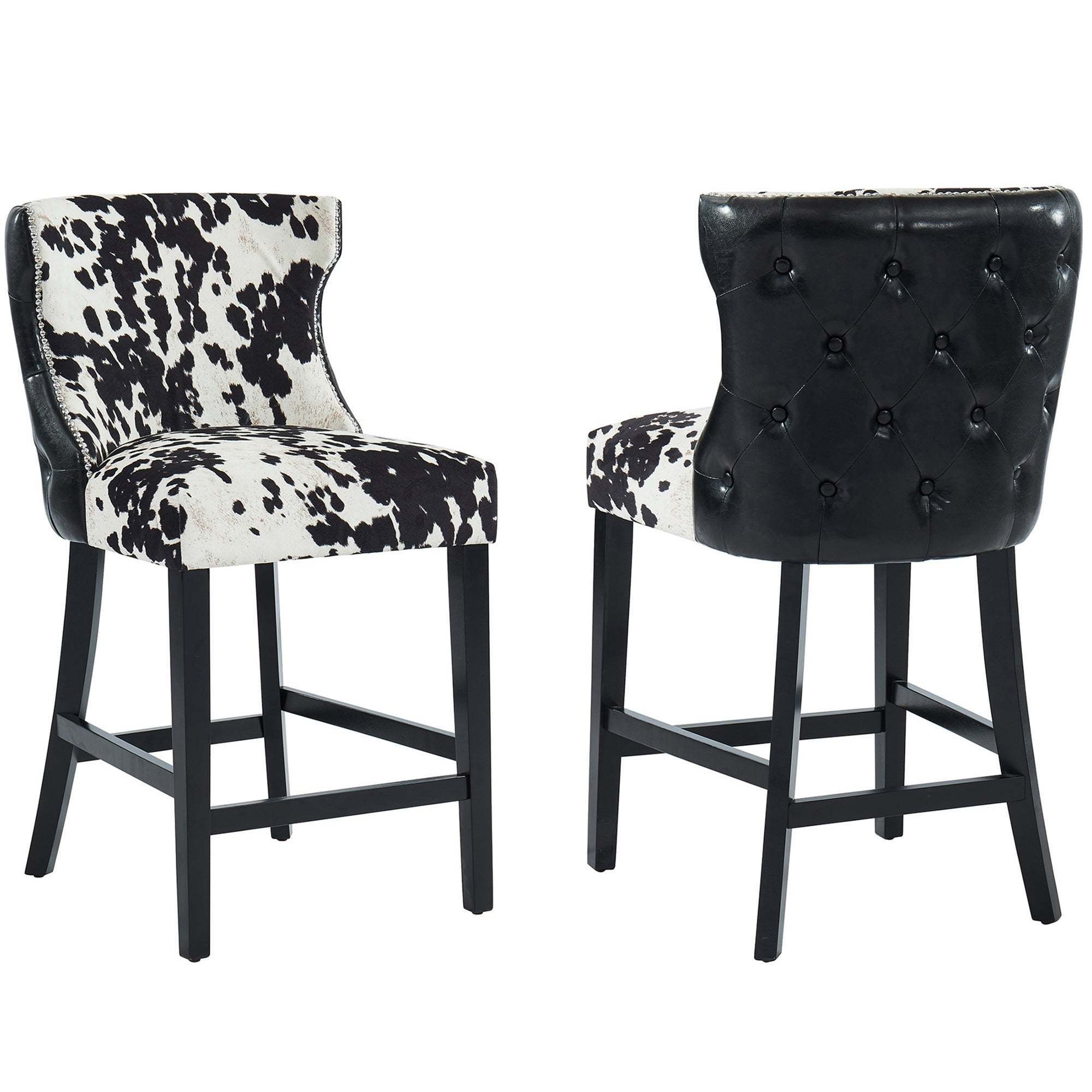 Black and White Cowhide Hair on Hide Leather Dining Arm Chair