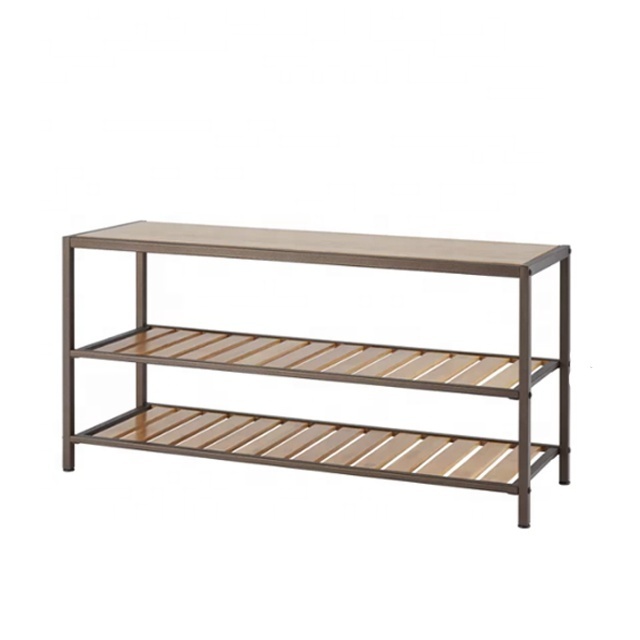 Industrial Wooden Shoe Storage Bench