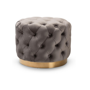 New Best Design Vista 20.9'' Wide Velvet Tufted Round Footstool Ottoman