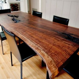 Industrial Live Edge Modern Acacia Slab  Dining Table