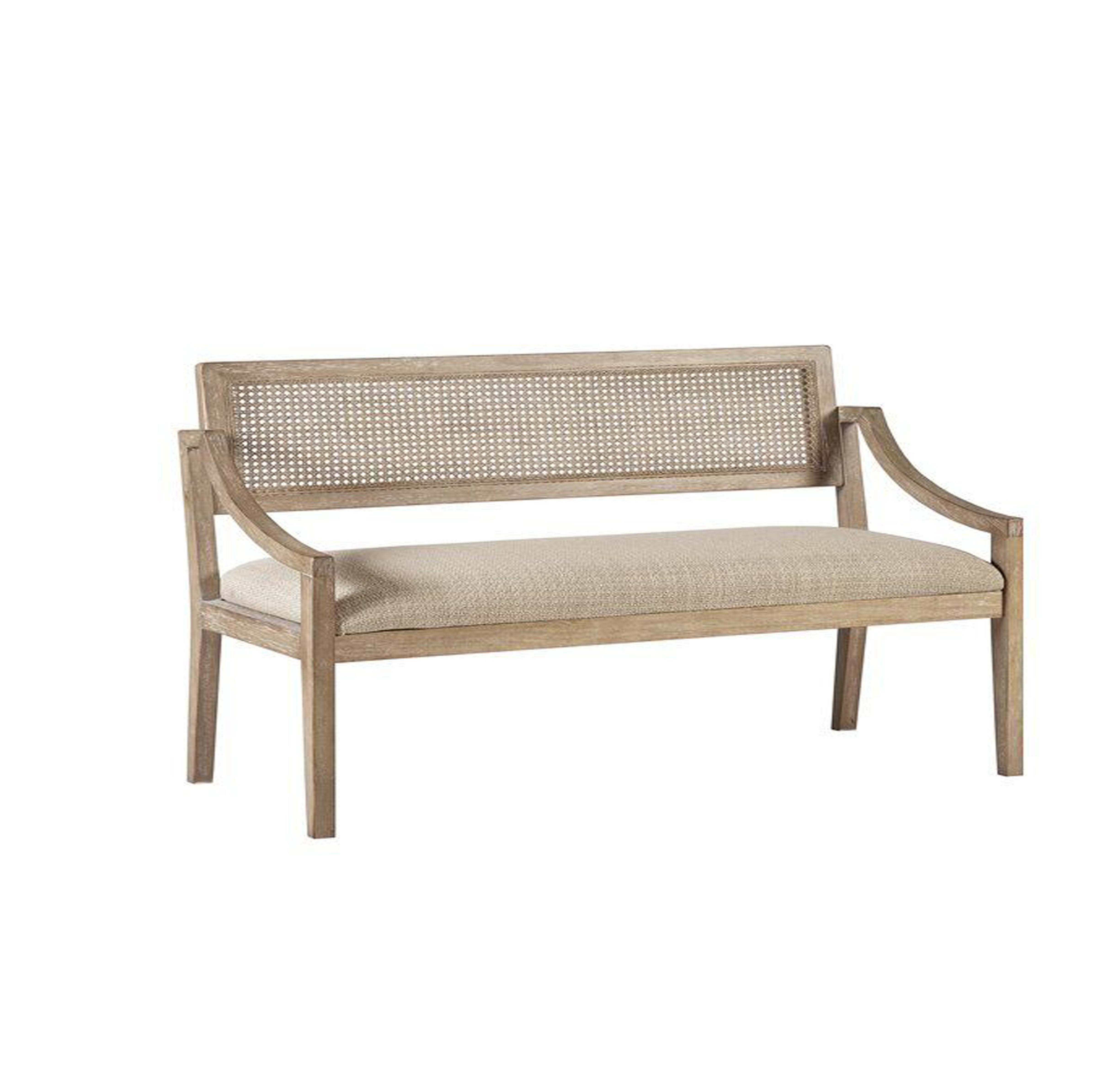 NEW MODERN DESIGN PURE MANGO WOODEN CANE BACK BENCH IN BEIGE