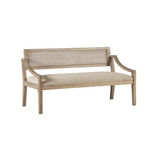 NEW MODERN DESIGN PURE MANGO WOODEN CANE BACK BENCH IN BEIGE