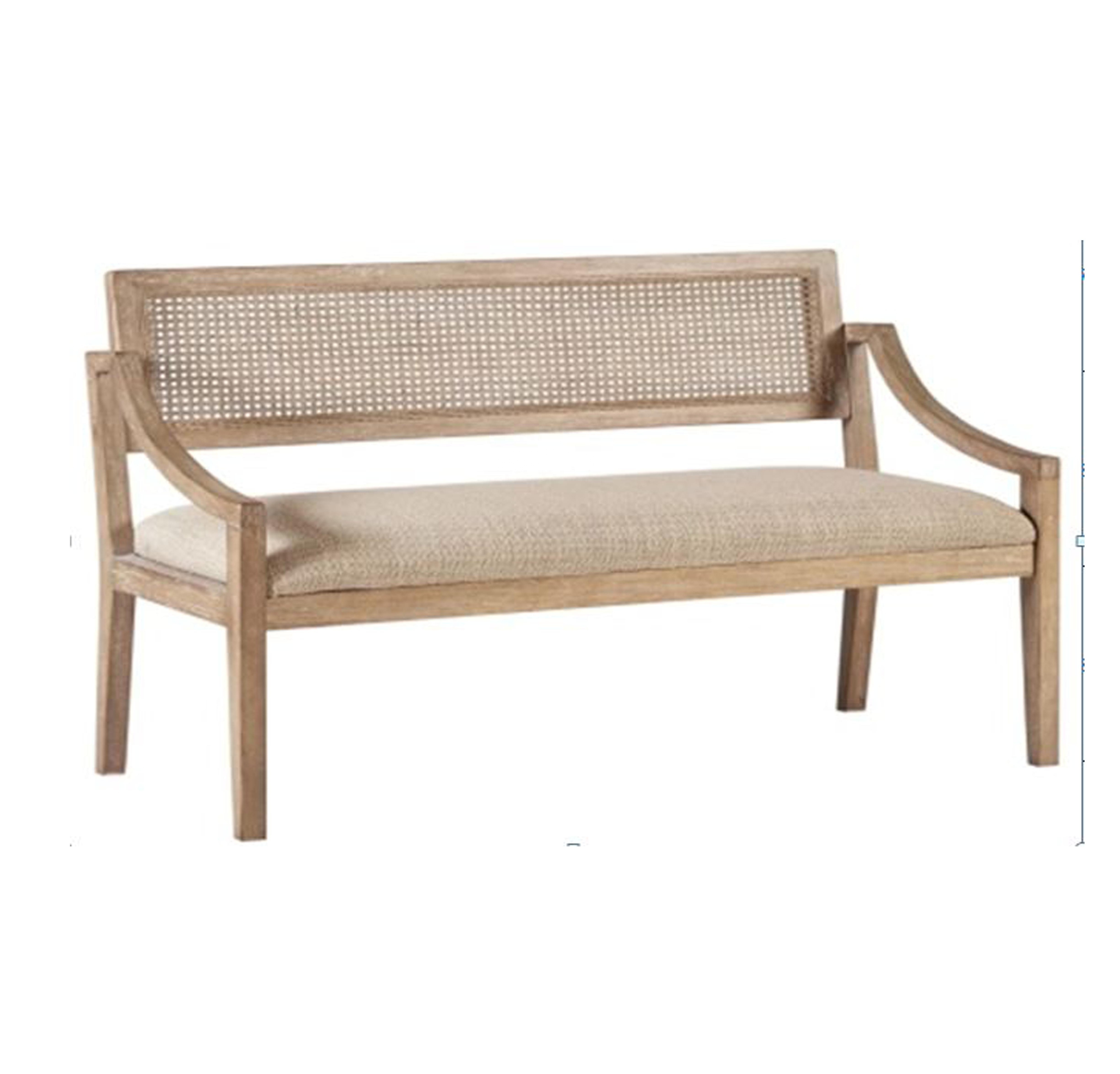 NEW MODERN DESIGN PURE MANGO WOODEN CANE BACK BENCH IN BEIGE