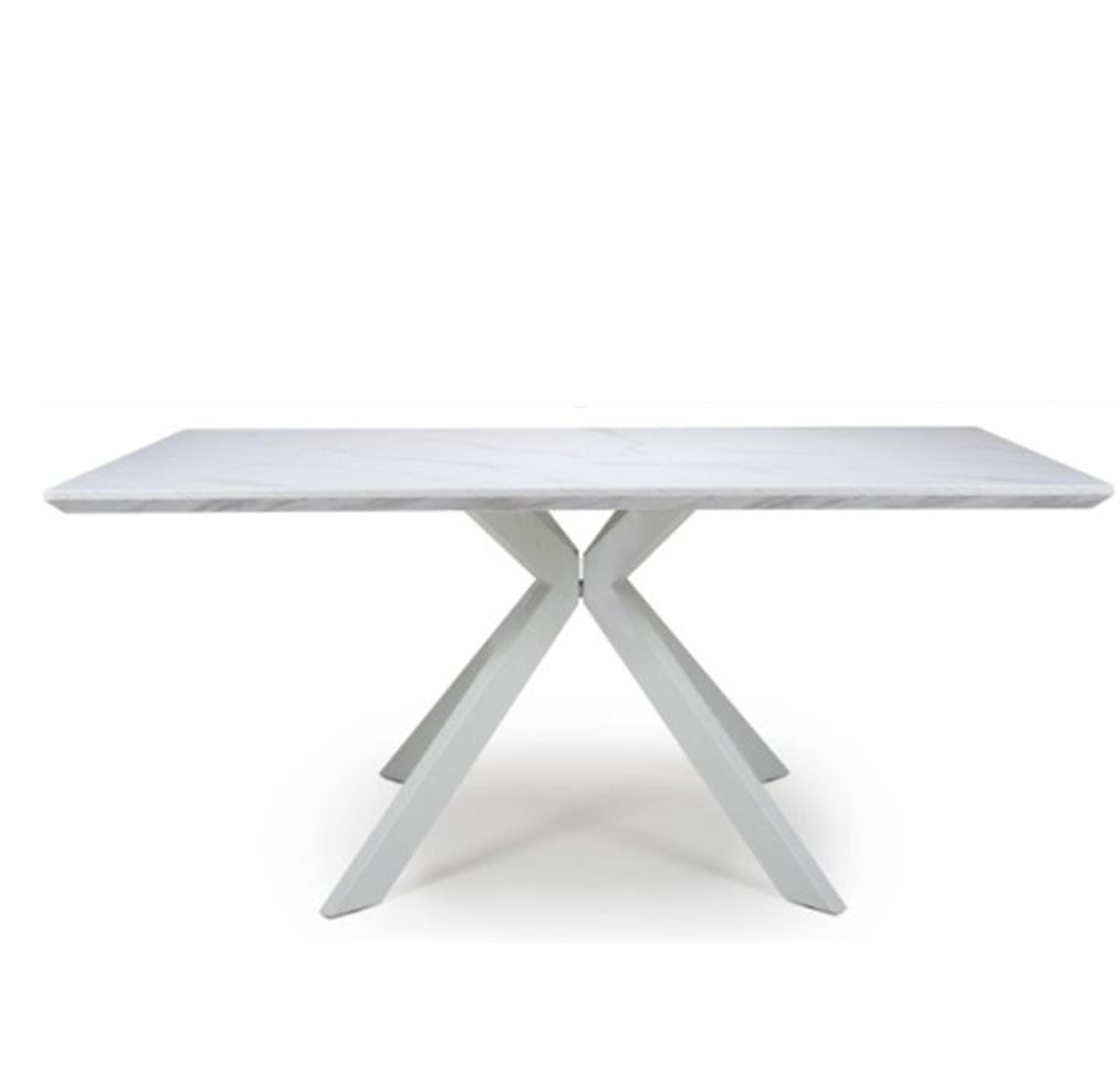 New Classic Luxury Modern Design Large Extending Dining Table In Marble Top Metal Leg