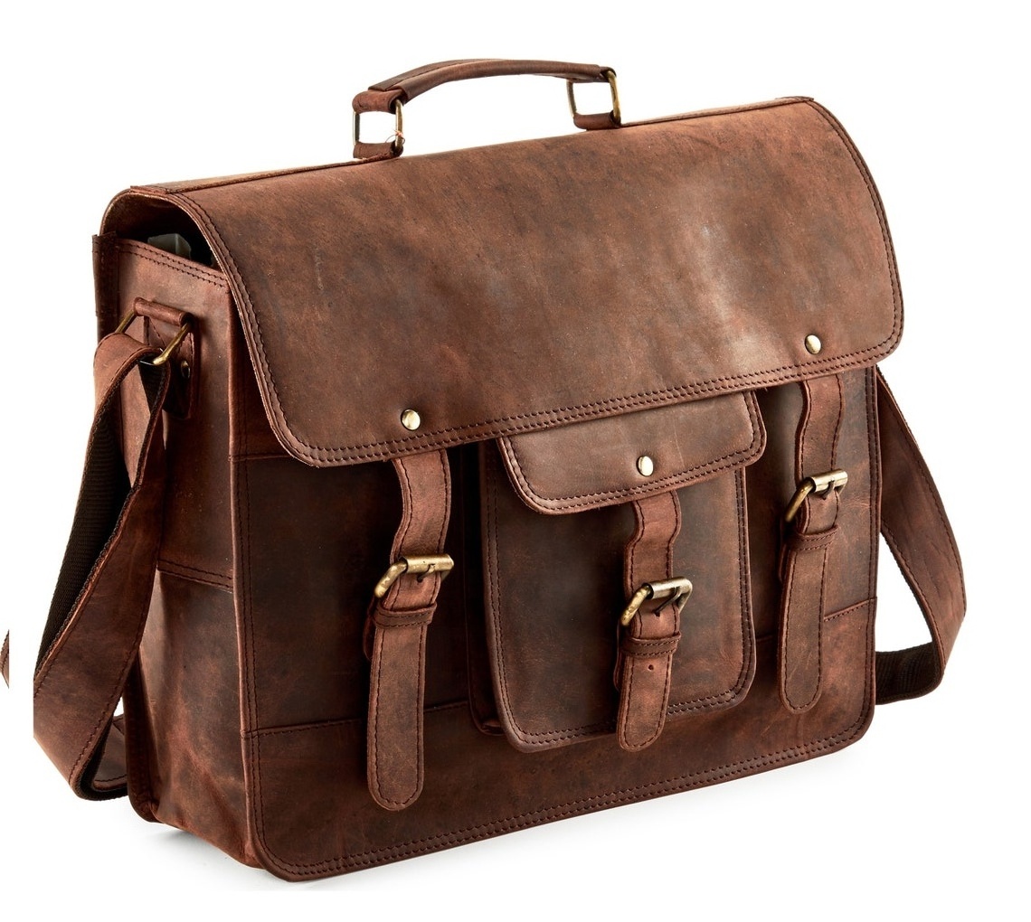 High Quality Pure leather Mans messenger bag Briefcase Satchel Tablet  Next Book computer Laptop and Document Bag