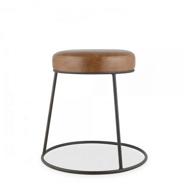 Industrial design bar stools 360 degree height adjustable soft leather round seat and iron metal bar stool for home and kitchen