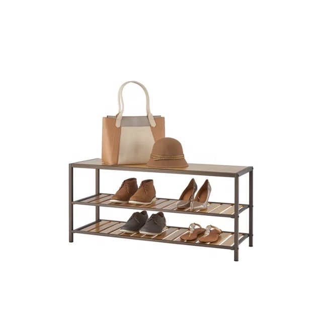 Industrial Wooden Shoe Storage Bench