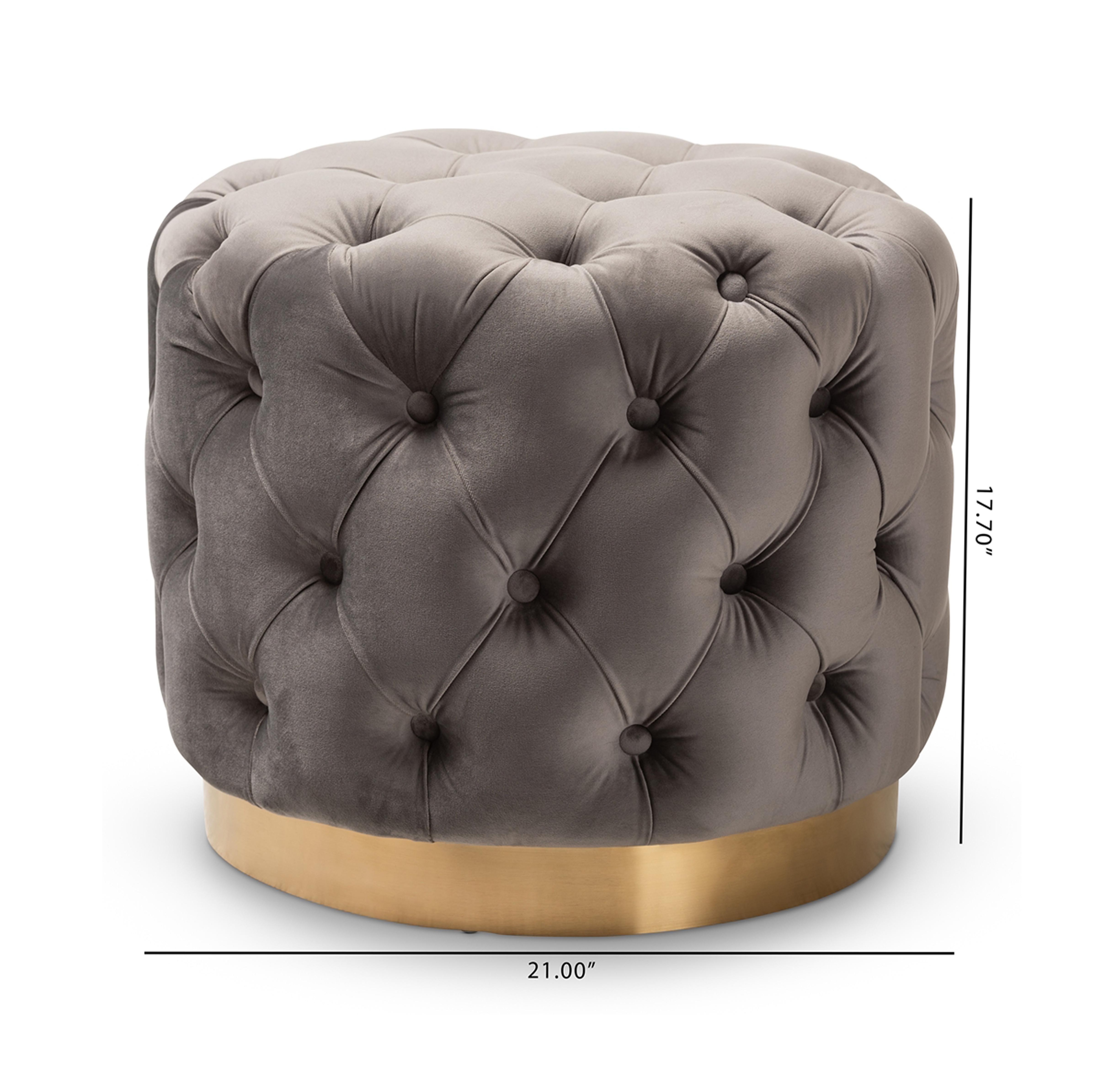 New Best Design Vista 20.9'' Wide Velvet Tufted Round Footstool Ottoman