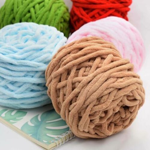 wholesale Cheap Price Super Chunky yarn Hand Knitting Yarn 2cm chenille chunky yarn for Knitted Blankets