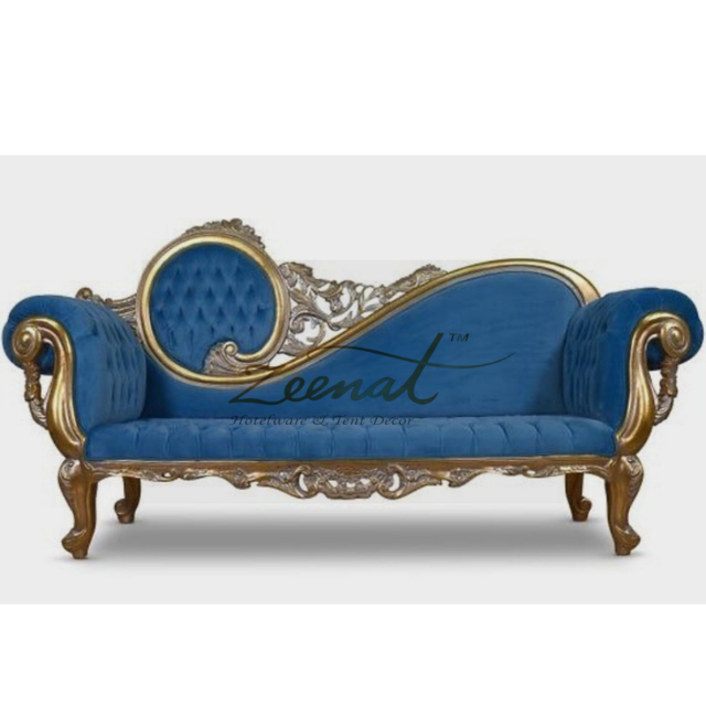 Wooden carved furniture with the color golden and blue stylish and modernly designed for office living room furniture.