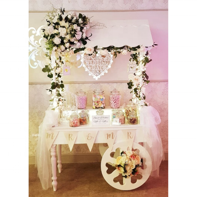 2022 WOWORK fushun ins DIY 3D wedding decoration ins style custom metal ice cream sweet candy cart for baby birthday party