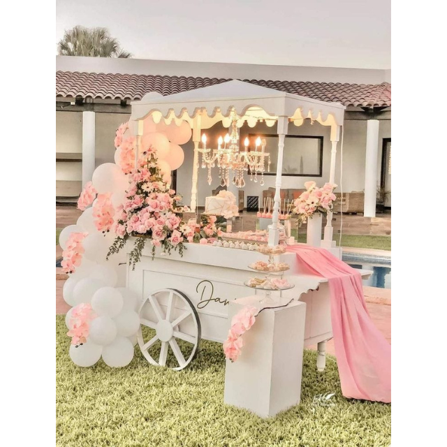 2022 WOWORK fushun ins DIY 3D wedding decoration ins style custom metal ice cream sweet candy cart for baby birthday party