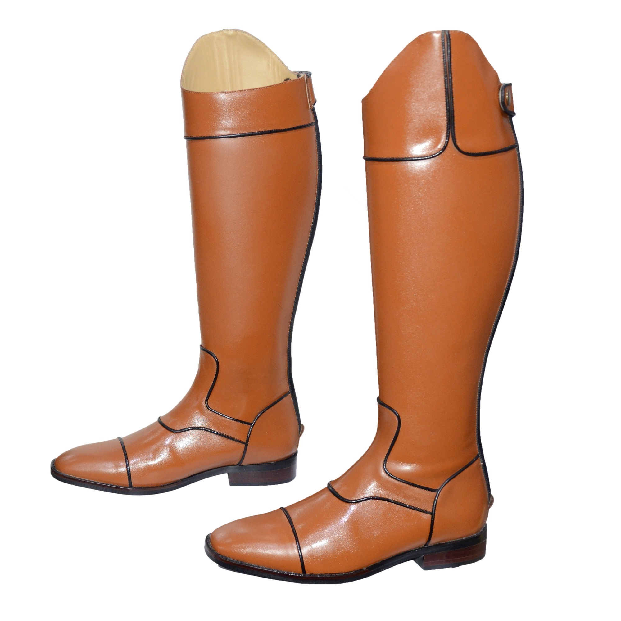 Customized Brown Color Synthetic Leather Riding Long Boot