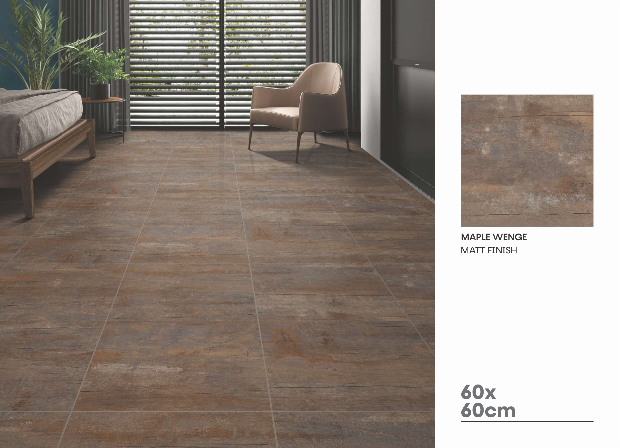 porcelain tiles  600x600 mm maple wenge 9mm matte finish for living room indoor floor tile