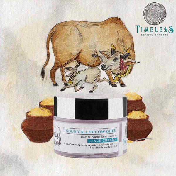 Timeless Beauty Secrets Indus Valley Cow Ghee Organic Face Cream To Reveal Youthful Radiance Skin Natural Cream With Aloe-Vera