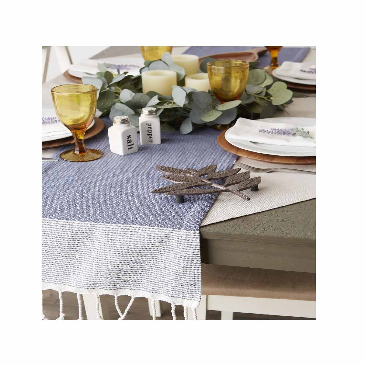 New Fashion Checked Design Table Runner 100% Cotton Tassels Dinning Decoration Indoor Outdoor Events Portable Reusable