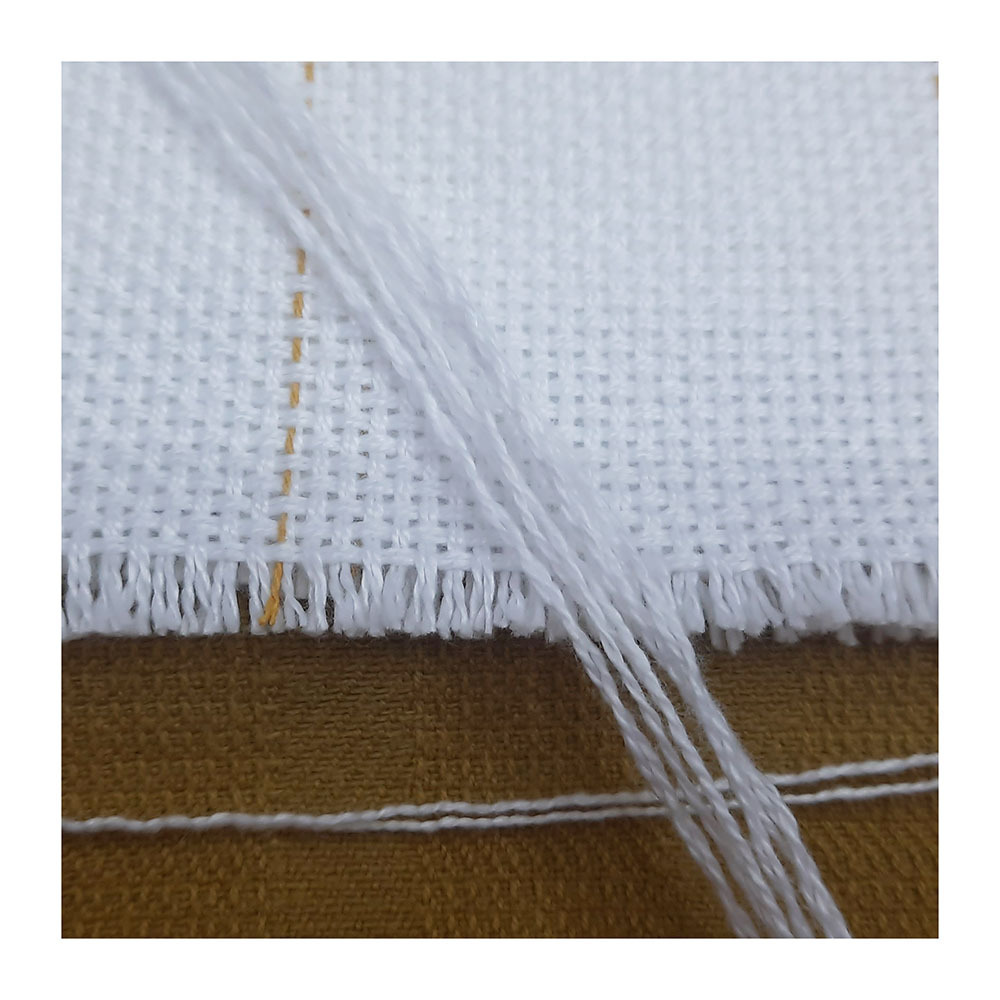 Hot Selling White Rug Punch Needle Monks Cloth For Hand Embroidery With Golden Line In Stock Items Reusable