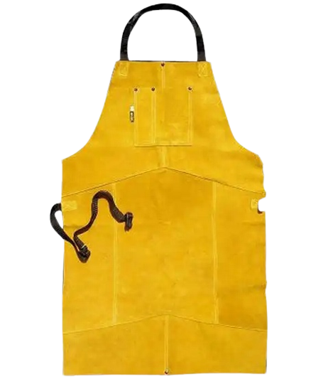 Golden Brown Colour Cow Split Leather Apron Welding Protection And Safety Clothing Leather One Size Welder Clothing