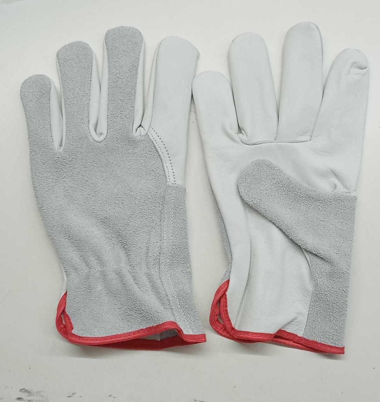 Leather Combi Gloves For Industrial Work Heavy Duty Working Gloves For Men Combination Split Back Grain Palm Working Glove Combi