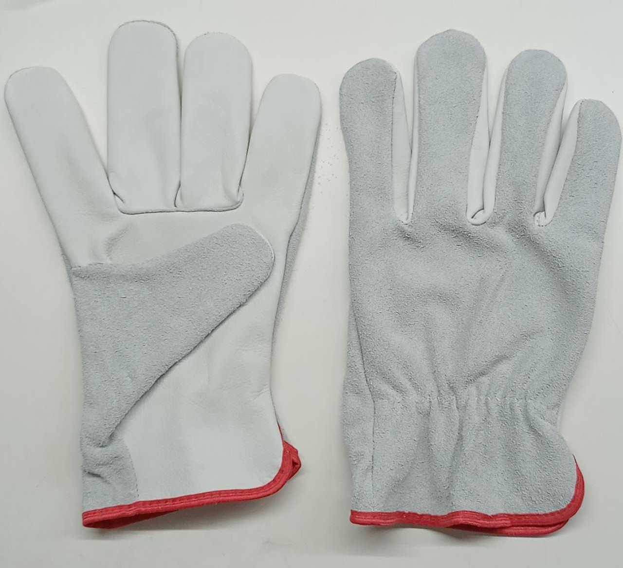 Leather Combi Gloves For Industrial Work Heavy Duty Working Gloves For Men Combination Split Back Grain Palm Working Glove Combi