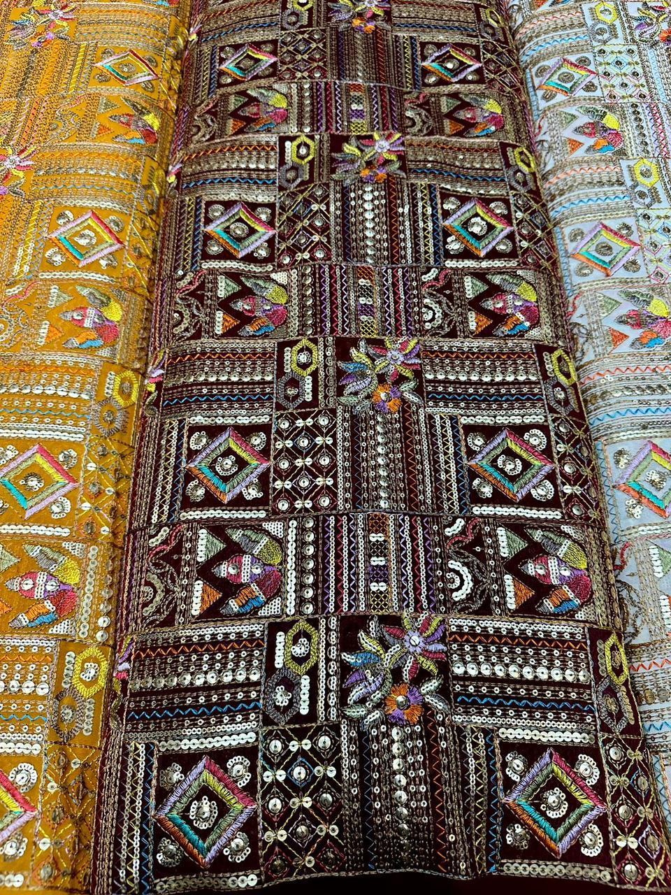 Export Quality Textile Raw Material Embroidery Georgette Fabric with Nine Needle Work from Indian Supplier