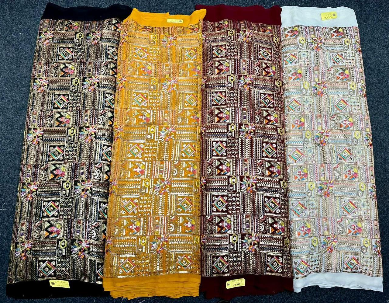 Export Quality Textile Raw Material Embroidery Georgette Fabric with Nine Needle Work from Indian Supplier