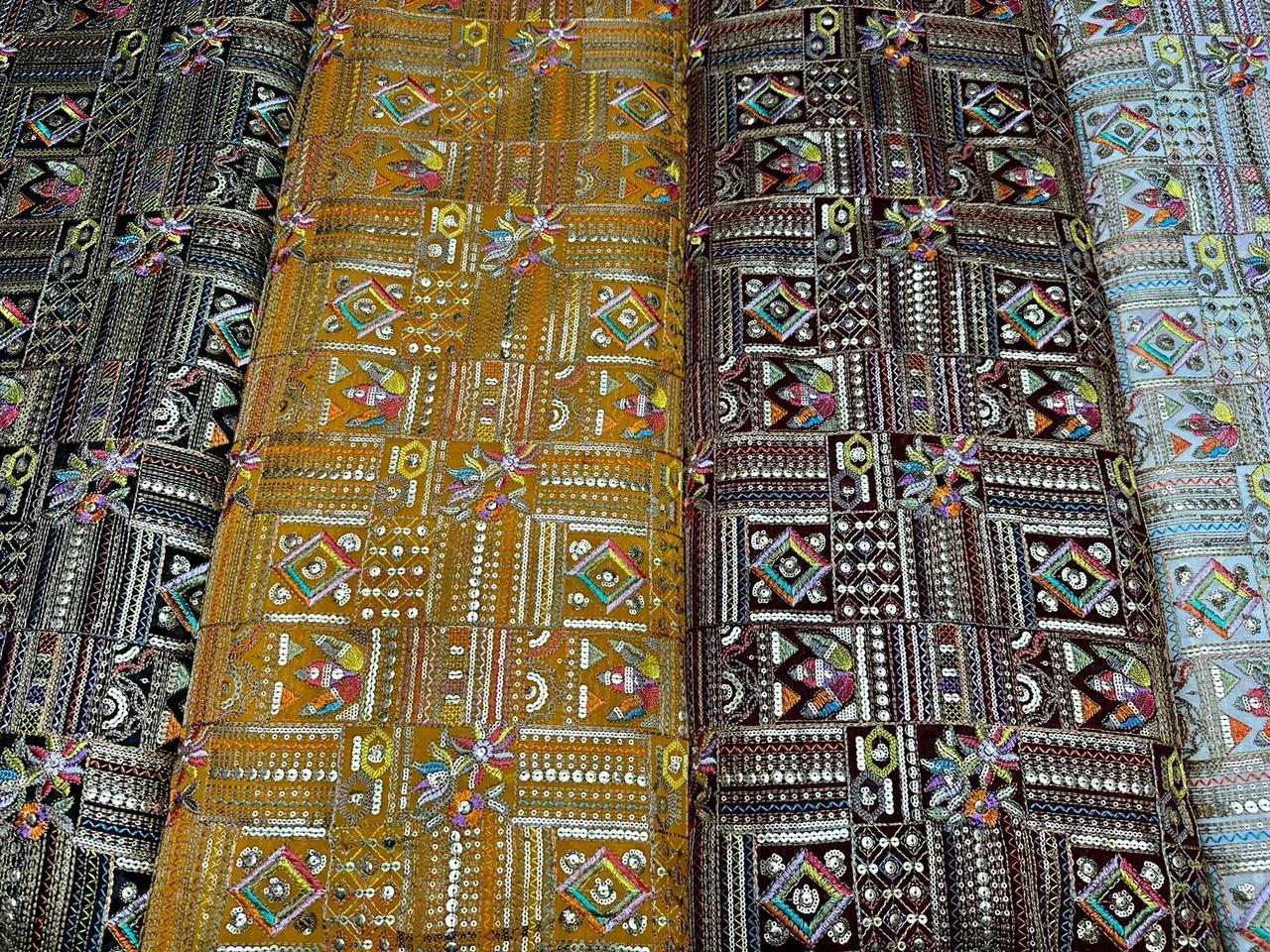 Export Quality Textile Raw Material Embroidery Georgette Fabric with Nine Needle Work from Indian Supplier