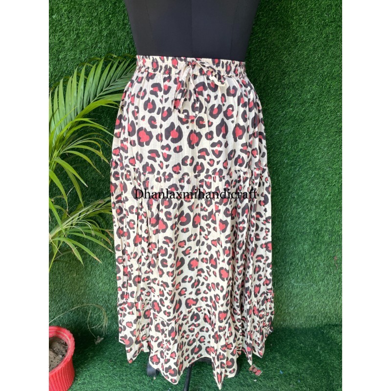 Wholesale Cotton Long Midi Wrap Skirts Tiger Screen Print Maxi Style Skirt Gown Women's Handmade Summer Skirt