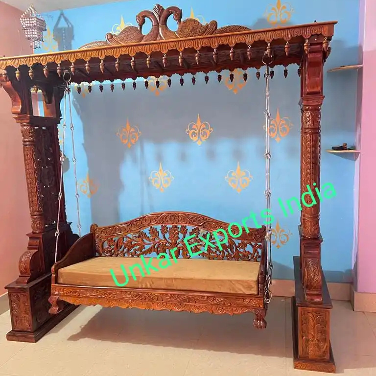 beautiful Wooden Sankheda Swings Indoor Customized Manufacturer Wholesale wooden swing handmade premium