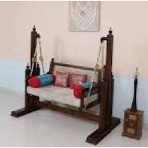 Ceiling Swing Hanging Swing Indoor Swing  With Brass Chain Set  Maharaja Traditional Wooden Jhoola For Living Room